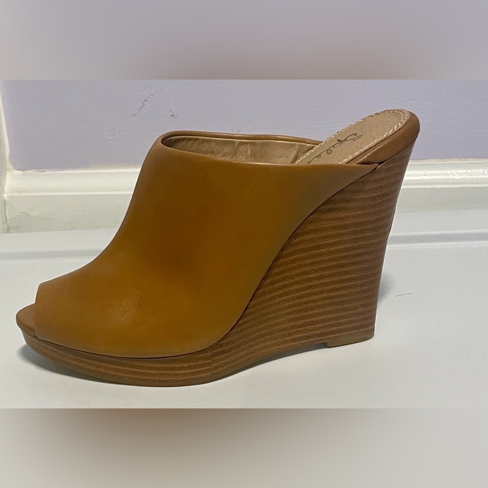 Splendid Peep-toe Wedge Mules, Size 9.5